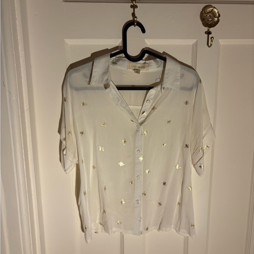 White and Gold Women's Top